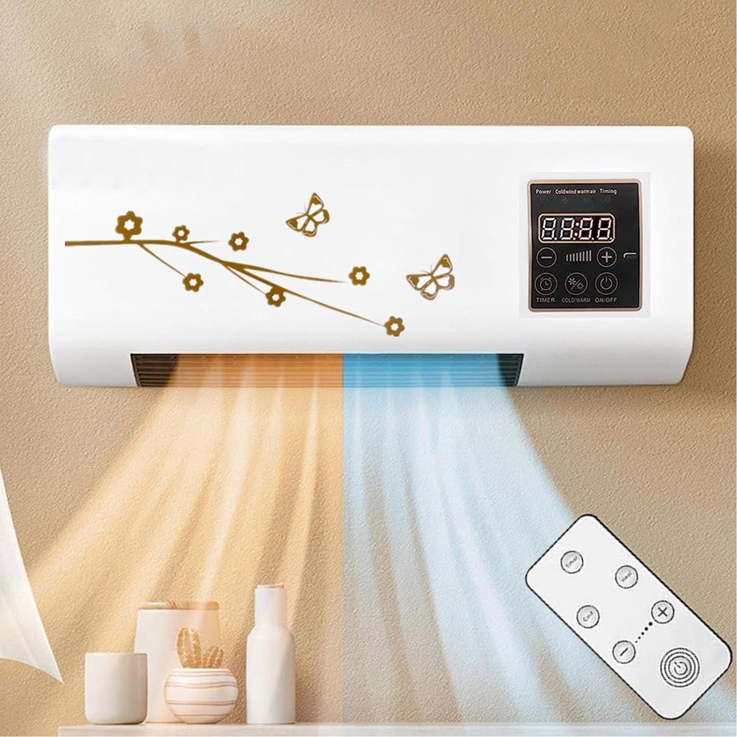Mini Wall Mounted Air Conditioner(Heat Fan) Portable Air Conditioner Wall Mounted AC Fan with Digital Display