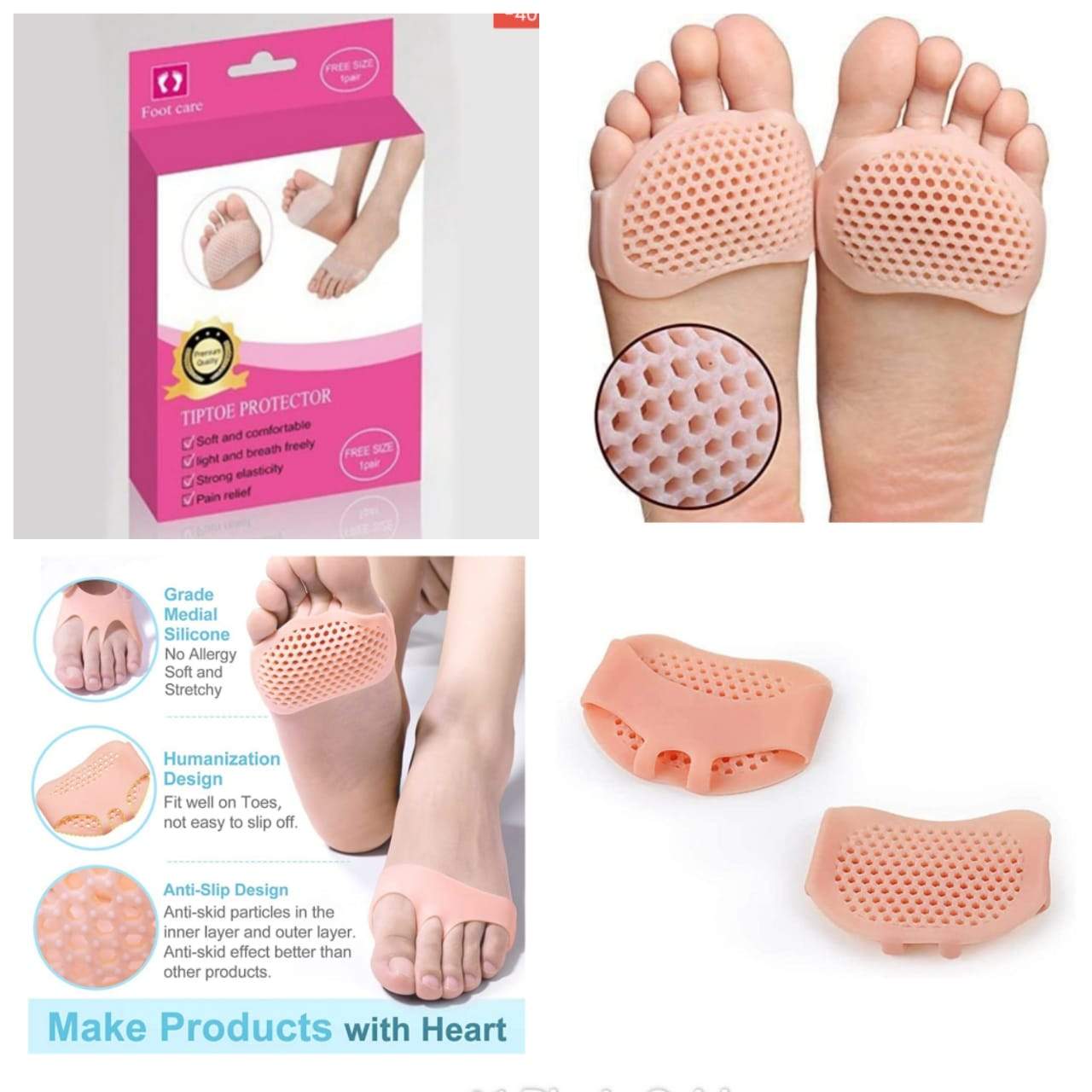 TIPTOE PROTECTOR  Pain Relief Anti-Skid Forefoot Soft Pads Moisturizing Support Dry, rough,anti-Crack/chapped Skin