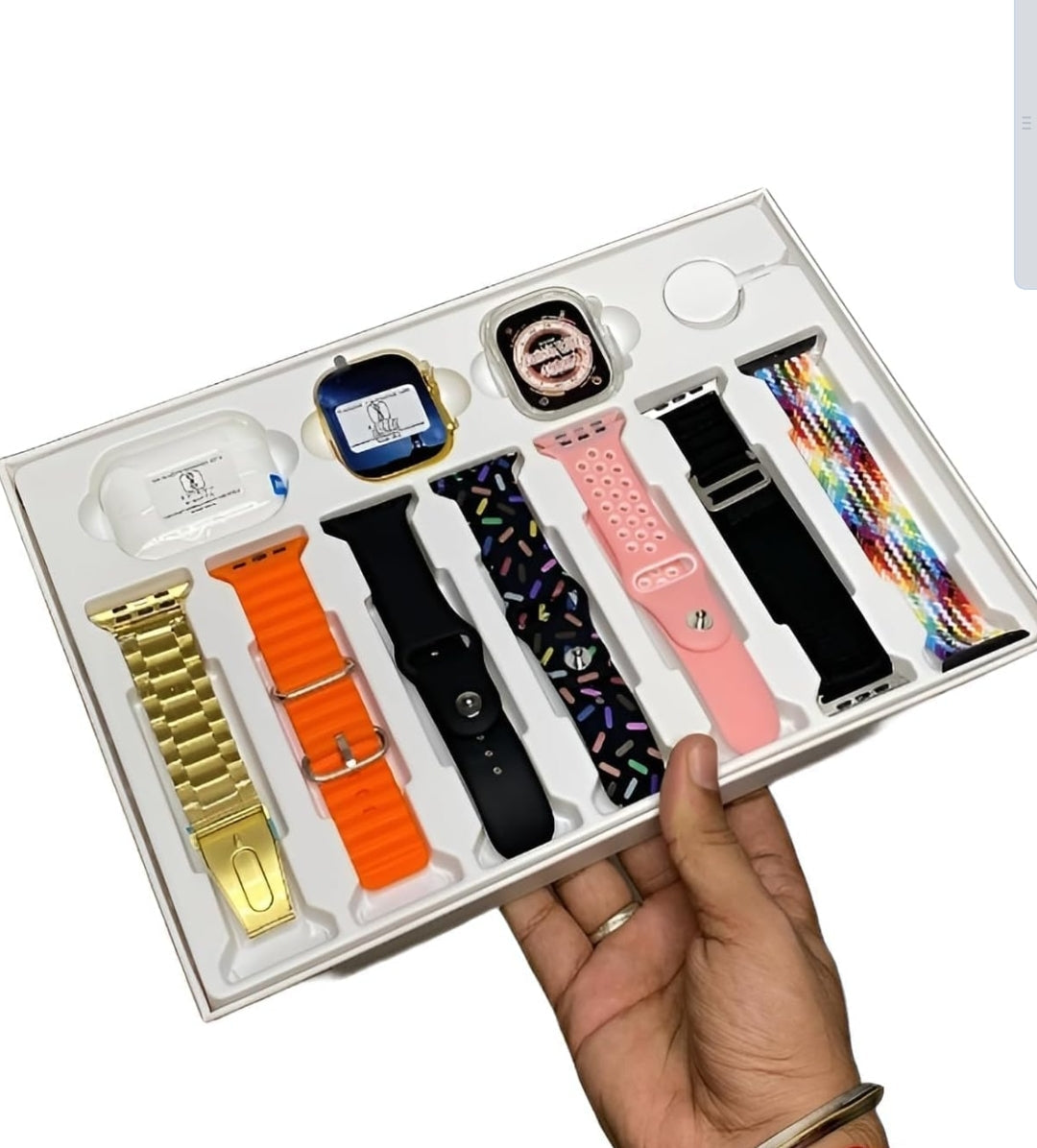 ESPORTIC (10 in 1 Set i20 Ultra MAX Suit SmartWatch + ear buds Pro with Transparent Screen Guard Watch with Seven Decorated Straps,Fitness & Outdoor, Health & Medical, Watchphone,(7 Multicolor Straps)