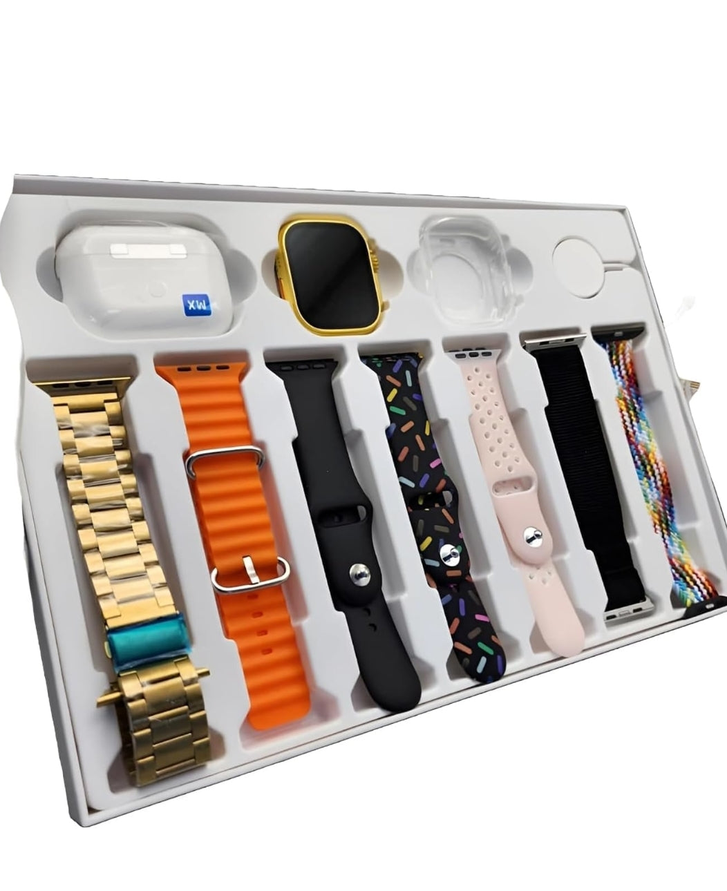 ESPORTIC (10 in 1 Set i20 Ultra MAX Suit SmartWatch + ear buds Pro with Transparent Screen Guard Watch with Seven Decorated Straps,Fitness & Outdoor, Health & Medical, Watchphone,(7 Multicolor Straps)