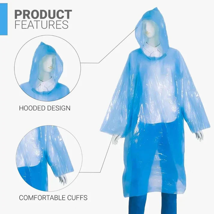 Unisex Disposable Rain Coat for Emergency Use Waterproof Rain with Smallest Pocket Size (pack of 5)
