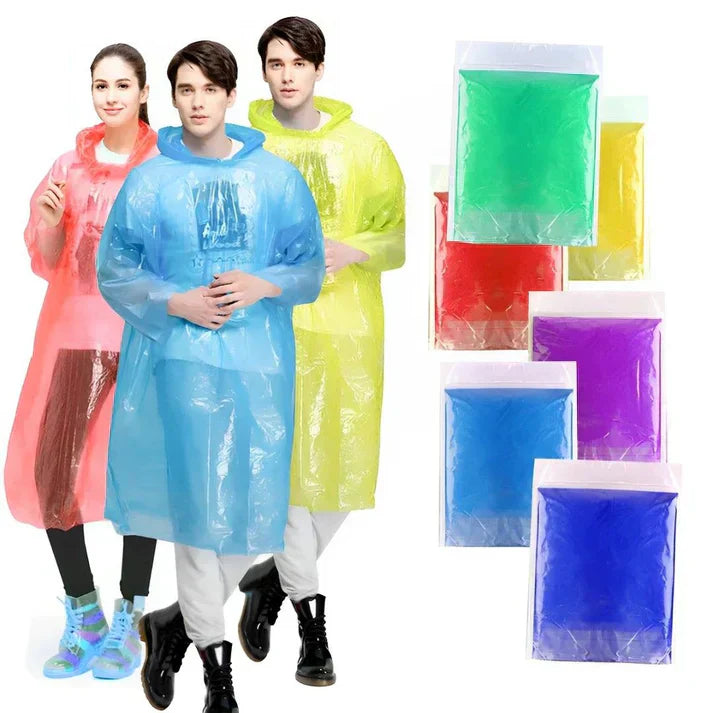 Unisex Disposable Rain Coat for Emergency Use Waterproof Rain with Smallest Pocket Size (pack of 5)