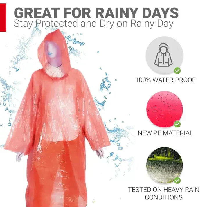 Unisex Disposable Rain Coat for Emergency Use Waterproof Rain with Smallest Pocket Size (pack of 5)