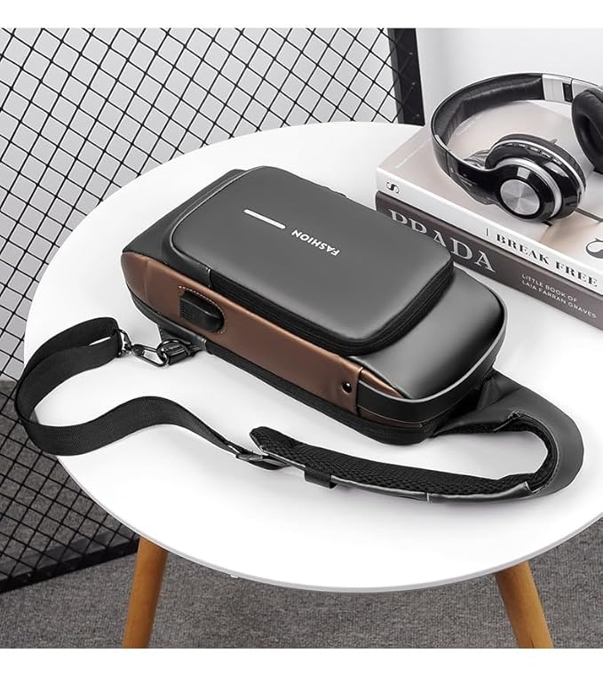 Waterproof Polyester Unisex Crossbody Sling Bag - Anti Theft Chest Backpack for Men & Women - Chest Bag With USB Charging Port