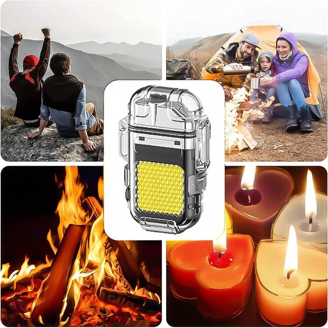 Waterproof Portable Mini LED Flashlight Lighter | USB Rechargeable Keychain Light | Outdoor Camping Emergency LED COB Light | Arc Plasma Lighter | Cigarette Electric Lighter| Electric Lighter