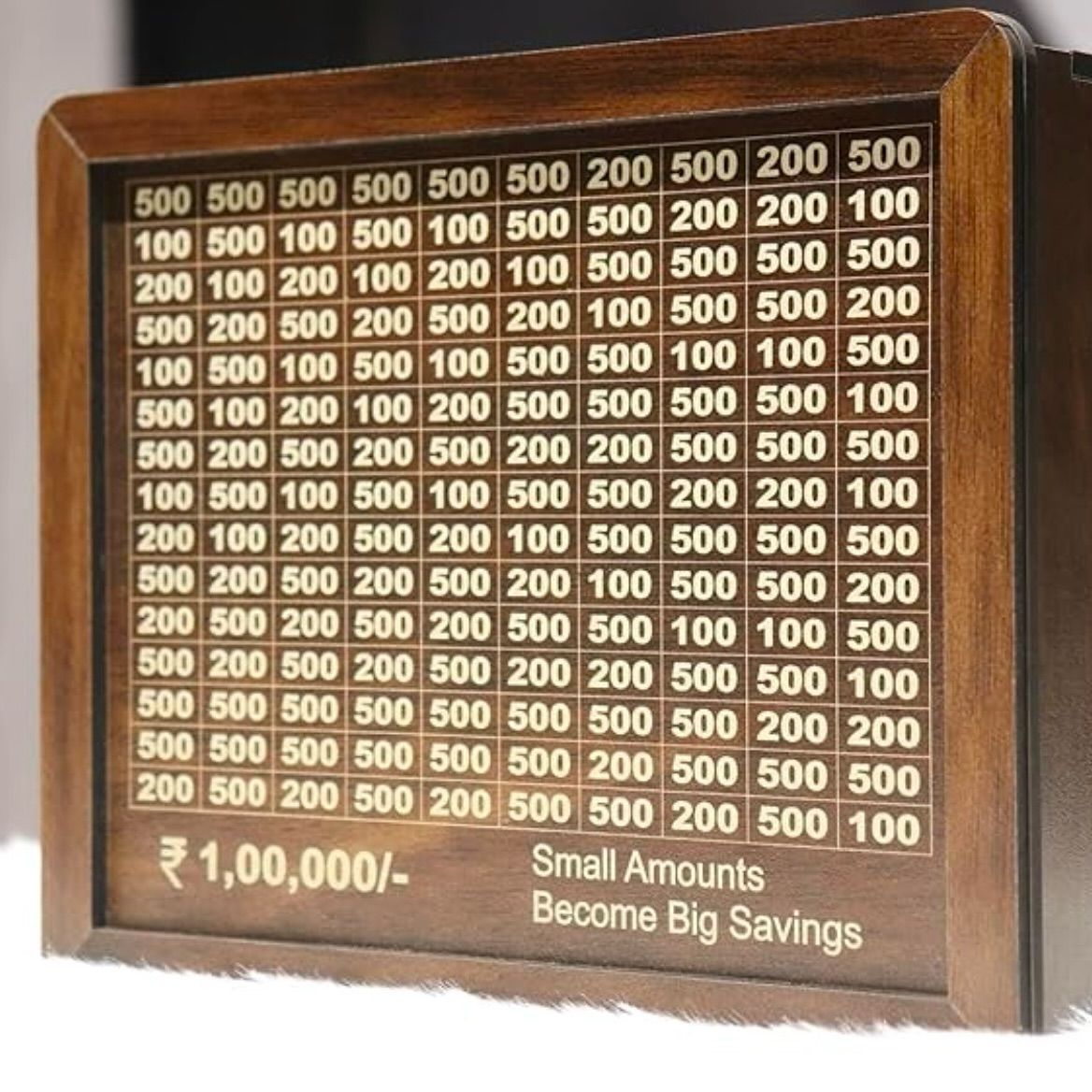 Wooden Money Piggy Bank, Money Saving Box, Gullak with Savings Chart, 100000 Rupees Goal Tracker, Cash Collection Bank for Kids and Adults(1Pc)