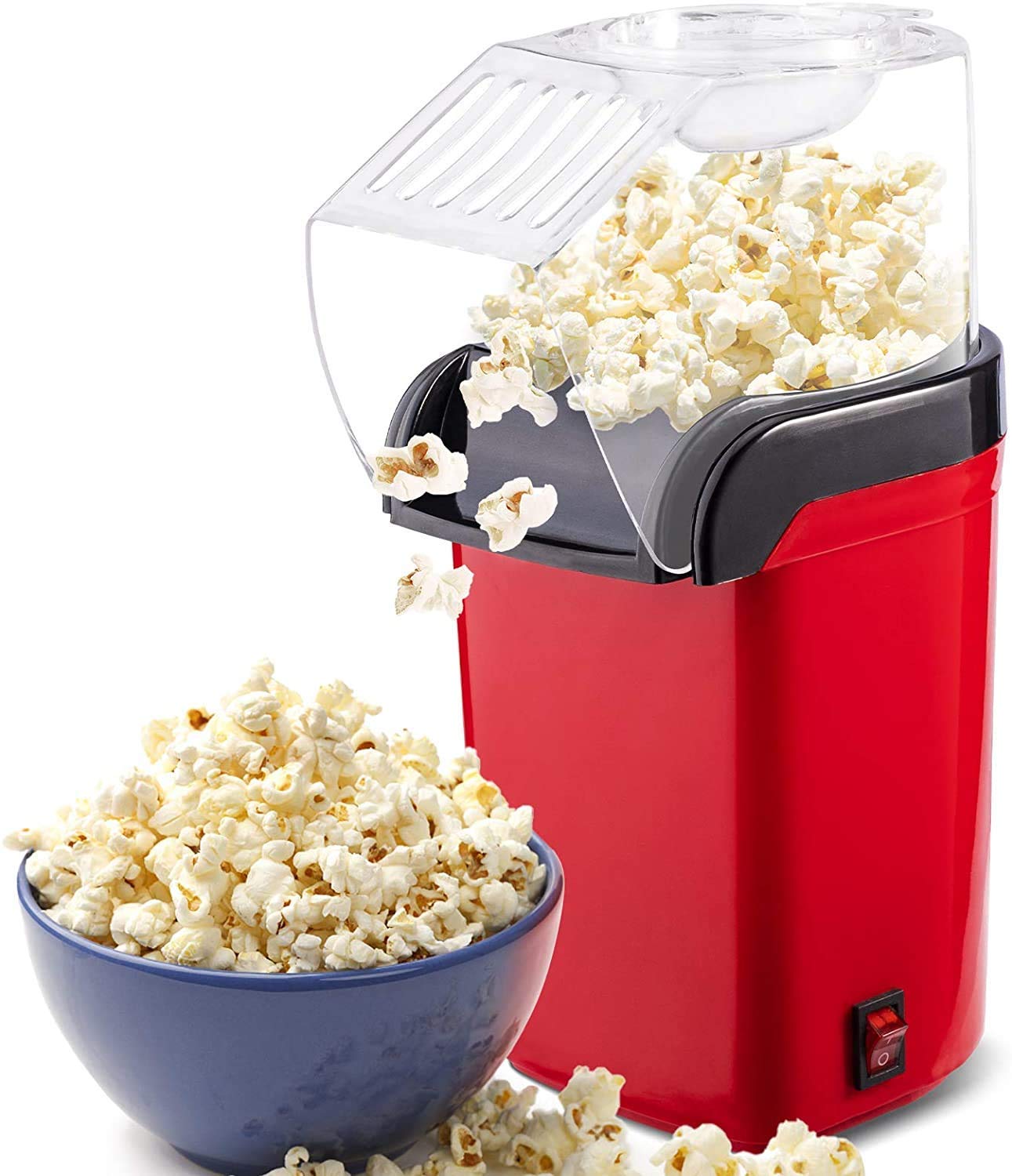 Electric Popcorn Maker with Measuring Cup |Oil-Free, Healthy Snack Maker for Kids & Adults | Fast Popper for Home, Movie Nights, Parties | Easy One-Touch Operation