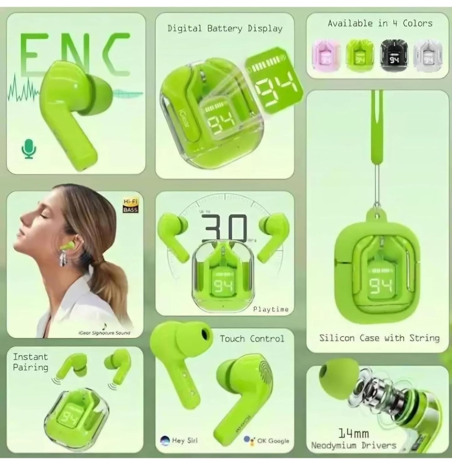 Wireless Earbuds, Ultrapods max TWS Bluetooth Earphones with Charging Case and LED Digital Display, Microphone